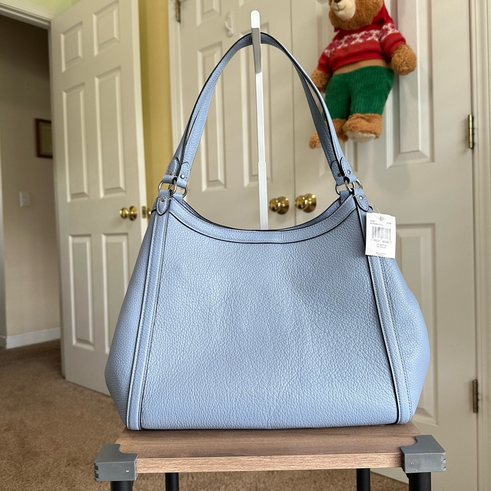 Sold- Coach Kristy Marble Blue Leather Large Shoulder Bag, New with Tag, #C6231 - Picture 5 of 12